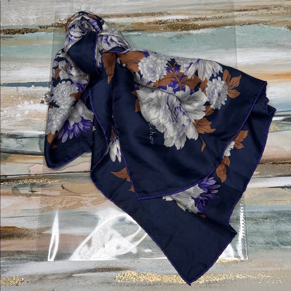Echo Navy Floral Large Square Scarf